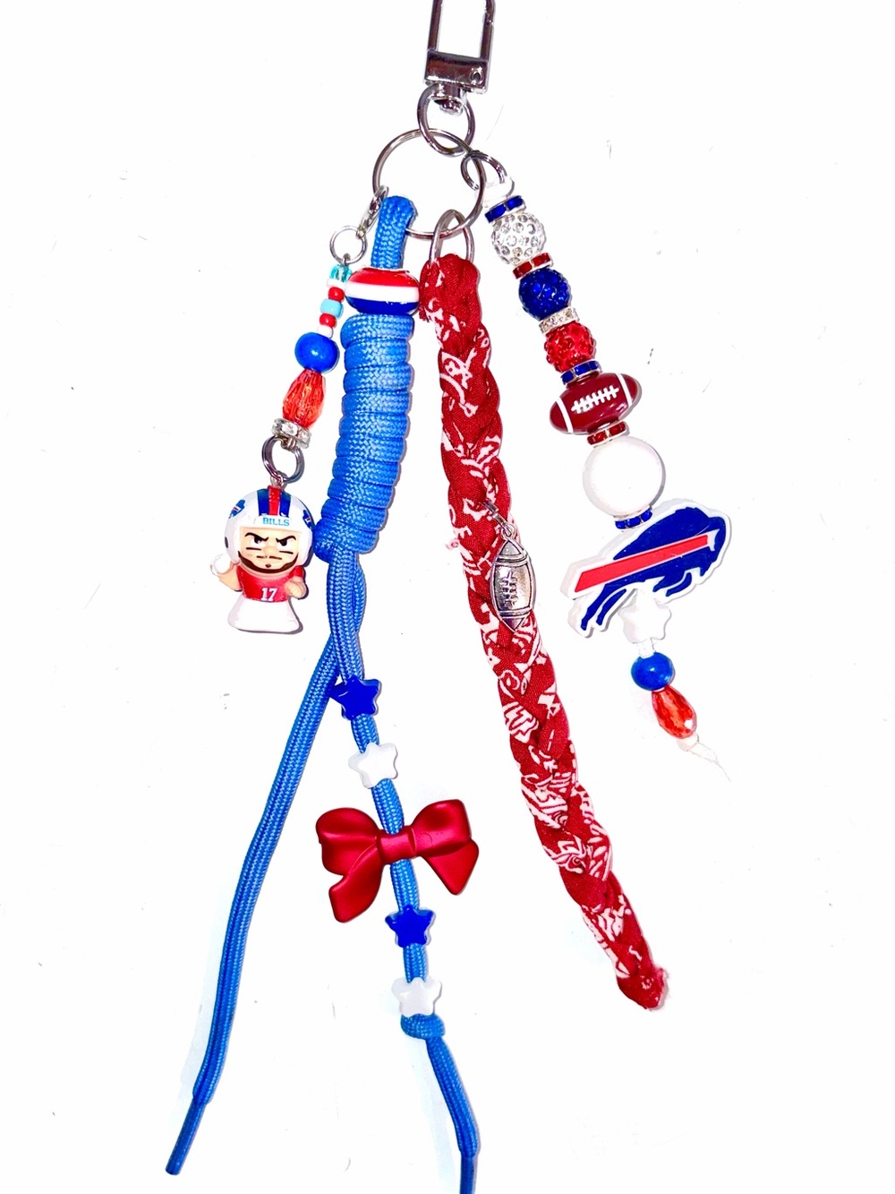 Handmade Buffalo Bills Stylish, Kitschy Beaded Bag Charm / Keychain